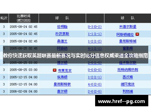 教你快速获取英超联赛最新赛况与实时比分信息权威渠道全攻略指南